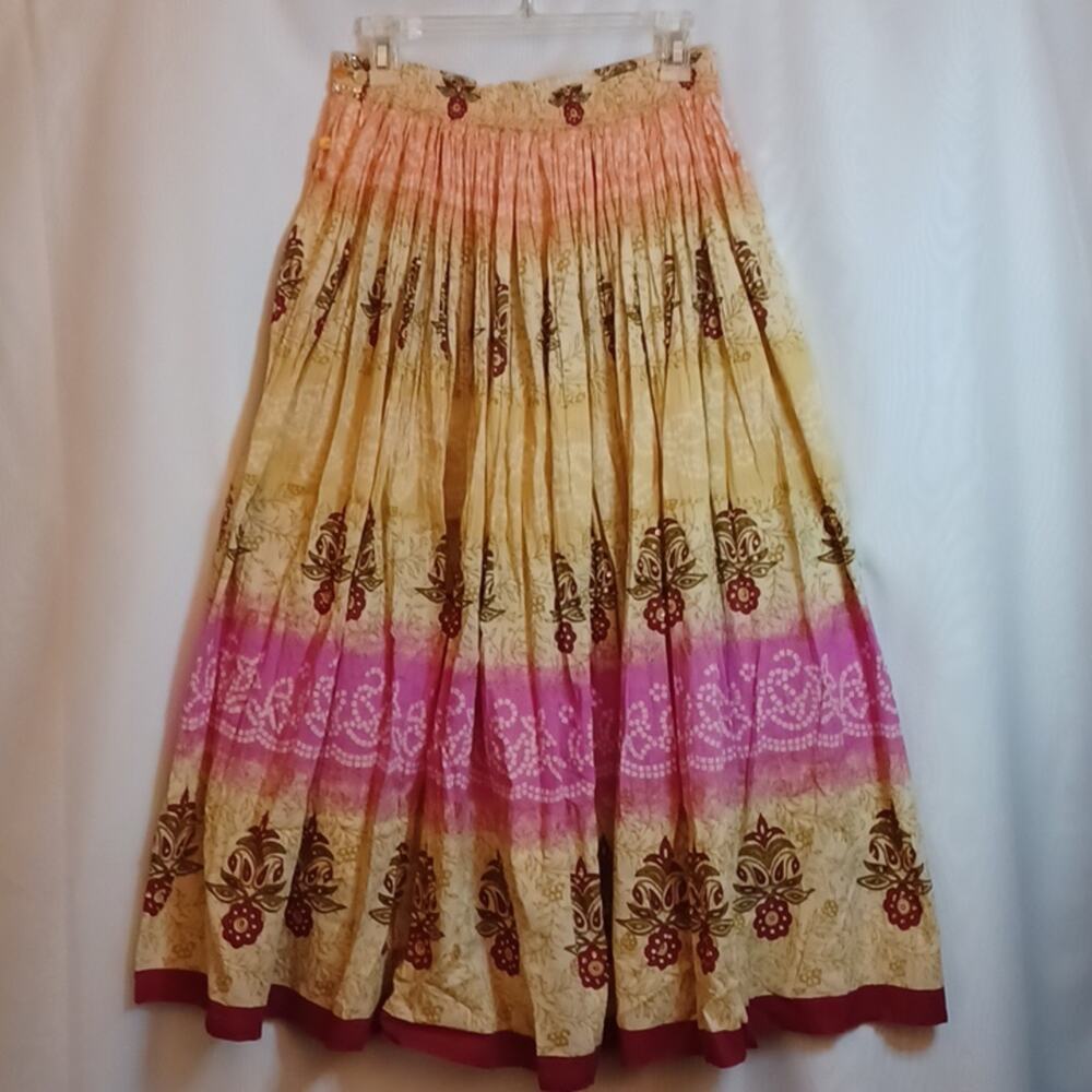Bara Colorful Floral Sequins & Beads Elastic Waist Skirt. 2